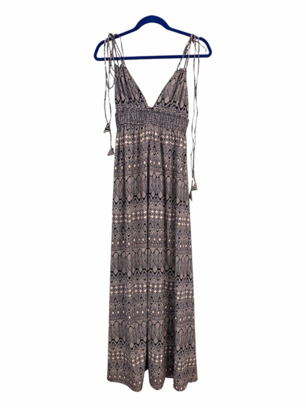 ANTHROPOLOGIE EN CRÈME S Navy White Geometric Pattern Boho Maxi Dress